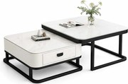 LuxuryForm DESIGN Konferenčný stolík ARAGON 70 × 70 / 60 × 60 cm – biely / biely mramor (set 2 ks)