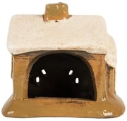 Tealight Holder House 9x7x10 Cm Brown Ceramic - 9*7*9 cm