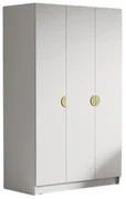Šatníková skriňa CAMON 150 cm - biela/zlaté úchytky