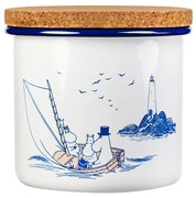 Dóza s vrchnákom Moomins Sailors 1,3l, smalt-korok / modro-biela