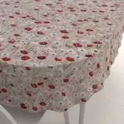 Biante Bavlnený oválny obrus Sandra SA-631 Červeno-biele vlčie maky na sivobéžovom 50x100 cm