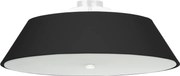 Stropné svietidlo Vega, 1x čierne textilné tienidlo, (biele sklo), (fi 60 cm)