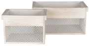 Drevený úložný box s bielou patinou (2 ks) - 18 * 18 * 12/15 * 15 * 11 cm