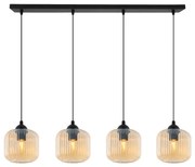 Závesné svietidlo Riffle, 4x medové sklenené tienidlo