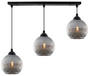Závesné svietidlo Riffle Round, 3x grafitové sklenené tienidlo