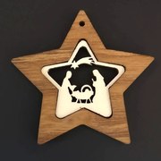 AMADEA Drevená ozdoba z masívu s vkladom - hviezda s betlehemom 8 cm