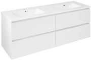 Sapho Sapho, EZARA dvojumývadlová skrinka 140x55x46cm, biela lesk, EZ141-3030