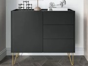 Komoda so zásuvkami Harmony, čierna/čierny mramor%