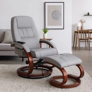 Otočné masážne kreslo s vyhrievaním a podnožkou Vermont šedá látka