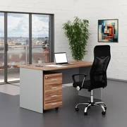 Zostava kancelárskeho nábytku SimpleOffice 1, 160 cm, orech vlašský / sivá