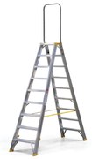Obojstranné hliníkové schodíky ALVE FORTE s madlom, 2x9 stupňov, výška 1,91 m