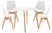 Jedálenska súprava stoličiek a stola Liborg (SET 4+1), biela