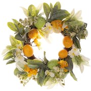 Veľkonočný veniec s kvetmi a vajíčkami žltá, pr. 28 cm