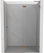 Mexen Lunar L, Otočné pravé sprchové dvere 130 cm, 8mm číre sklo, medený matný profil, 834L-130-000-65-00-P