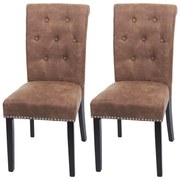 2x Jedálenská stolička Chesterfield 2, tmavé nohy, látka - Hnedá