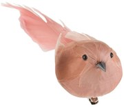 Ptáci s klipem polyfoam / peří růžový sortiment 3 - 5*16,5*5 cm