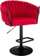 LuxuryForm DESIGN Barová stolička NORDEN VELUR na čiernom tanieri - červená