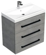 Kúpeľňová skrinka s čiernou úchytkou a umývadlom SAT Cube Way 80x76,5x46 cm betón mat CUBE46C803BEVER, 1 ks