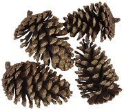 4 ks zlato hnedé dekoratívne šišky - 8/10 cm