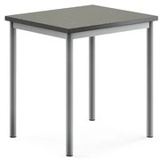 Stôl SONITUS, 700x600x720 mm, linoleum - tmavošedá, strieborná