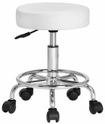 Taburetka na kolieskach OXANA s opierkou na nohy, Ø35cm, biela Casaria