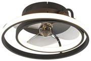 Stropný ventilátor čierny 46,5 cm vrátane LED s diaľkovým ovládaním - Kees