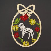 AMADEA Drevená dekorácia vajíčko baránok, veľkosť 9 cm, český výrobok