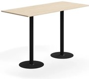 Barový stôl ALVA, 1800x800x1100 mm, s kotvením do zeme, HPL, čierna/breza