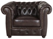 Pohovka jednomiestna Chesterfield Liverpool z pravej hovädzej kože Brown Brown