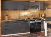 Kuchynská linka Belini 240 cm šedý lesk s pracovnou doskou Uniqa  INF UNIQA/4/WT/S/0/B1