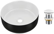 Sada keramického umyvadla s výpustí SIMPLE 36 cm bílé/černé