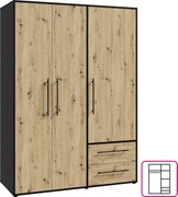 Skriňa, dub artisan/čierna, MOSKA TYP 1