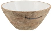 Drevená misa s bielym smaltovaným vnútrom Enamell large - ∅ 30,5 * 13 cm