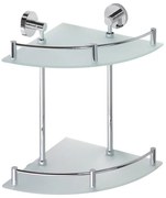 Sapho Sapho, X-ROUND E polička sklo roh dvojitá s hrazdou 280x355x380mm, chróm, XR604