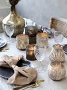 Champagne antik sklenený svietnik na čajovú sviečku Grindi - Ø 10*12 cm