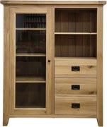 Presklený sekretár s vitrínou a 3 zásuvkami, 126x43x150 cm