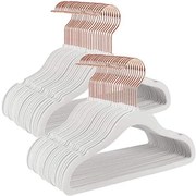 Detské vešiaky, balenie 50 ks zamatových vešiakov, 30 x 0,5 x 20,5 cm, biele