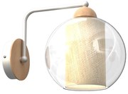 Nástenné svietidlo Tela, 1x ratanové/transaprentné sklenené tienidlo, w/drevo