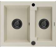 Mexen Carlos granitový 1,5-komorový drez 582 x 475 mm, Béžová, Sifón Čierna - 6518581500-69-B