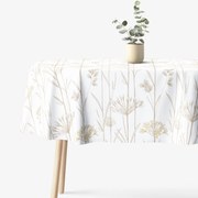 Goldea oválny obrus 100% bavlnené plátno - okrasné rastliny 120 x 160 cm