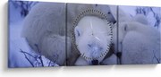 Obraz - Ľadové medvedíky (s hodinami) (90x30 cm)