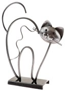 Kovová mačka stojaca, na podstavci, 31,5 cm