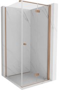 Mexen Mist-F T, 1-krídlový skladací sprchový kút pravý 70 x 70 cm, číre sklo, medený matný profil, 8A6T-070-070-65-00-P