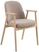 RODERIC Béžové Latte (tkanina Monza 60) / konštrukcia olejovaný dub – DREVENÉ KRESLO DO OBÝVAČKY, JEDÁLNE ČI KUCHYNE V RETRO
