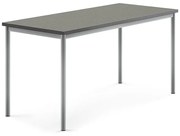 Stôl SONITUS, 1600x700x760 mm, linoleum - tmavošedá, strieborná