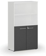Kombinovaná kancelárska skriňa PRIMO WHITE, dvere na 2 poschodia, 800 x 420 x 1434 mm, biela/grafit