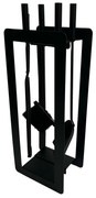 Súprava krbového náradia 60 cm, 4-dielna so stojanom, čierna, kov