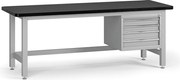 Pracovný stôl do dielne G4 so závesným boxom na náradie, MDF + PVC doska, 4 zásuvky, 2100 x 750 x 800 mm, sivá