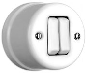 Elhard Nástenný keramický vypínač s kolískou č. 5, biely KN1005W