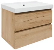 Kúpeľňová skrinka 2 zásuvky s umývadlom SAT B-Way 79x50x45 cm dub matný BWAY280OAKU1BI